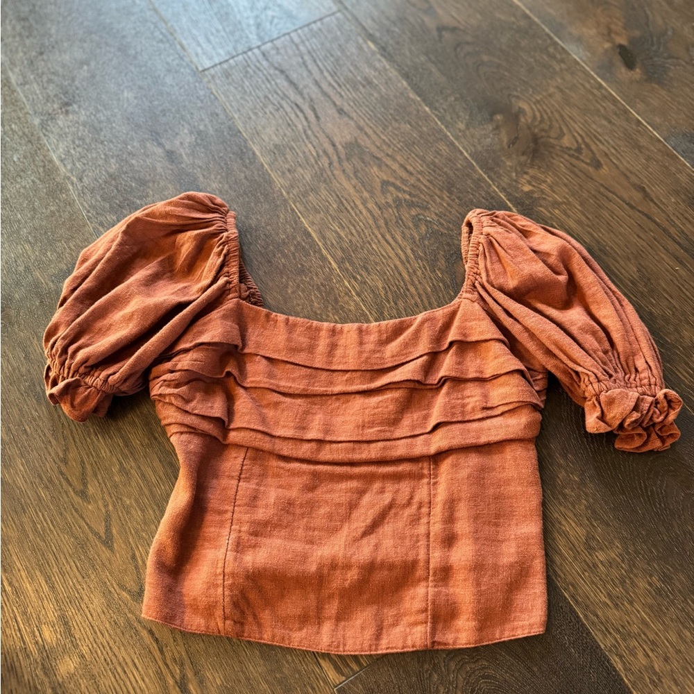 Abercrombie & Fitch Terracotta Puff Sleeve Blouse